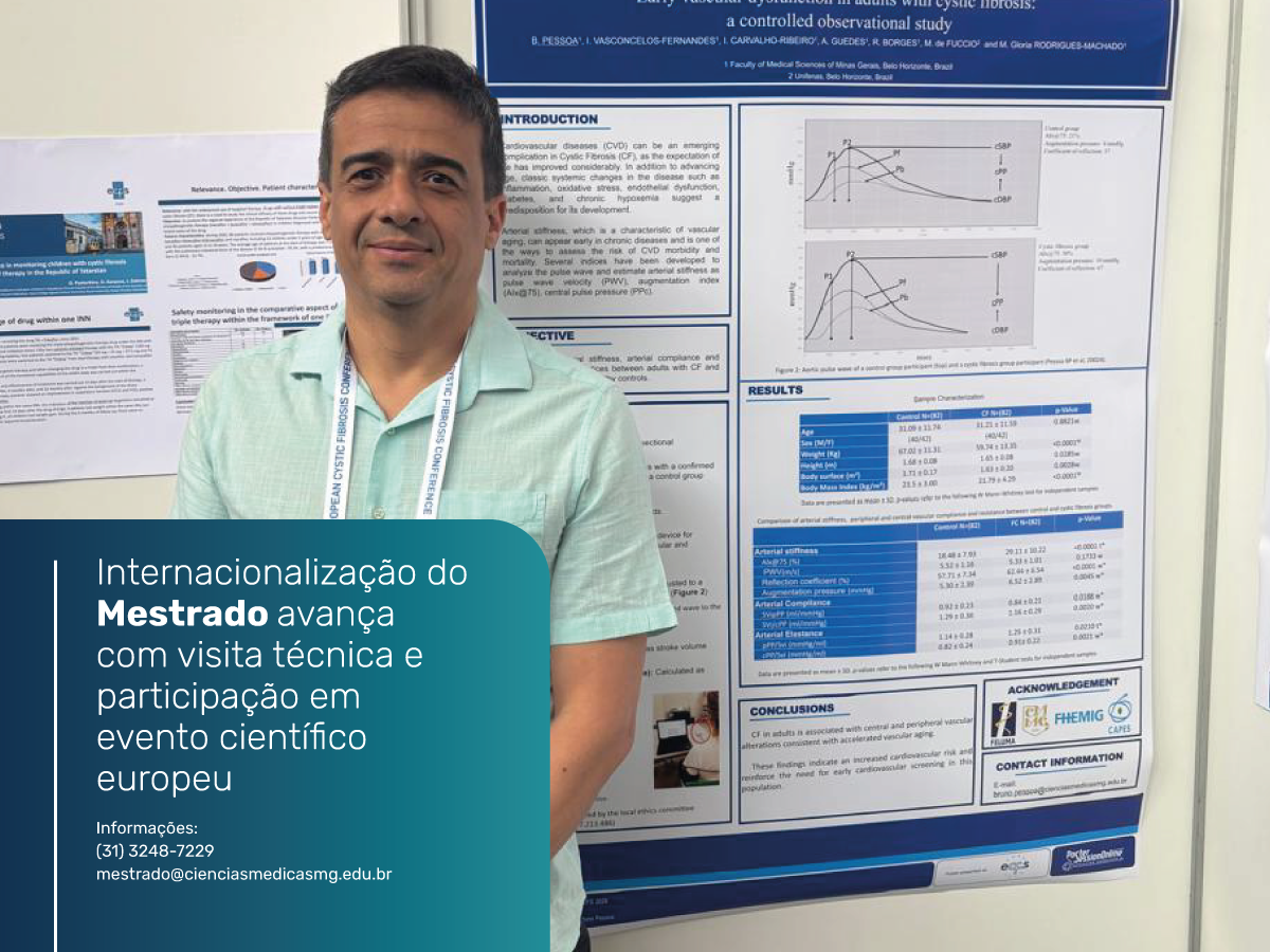 Professor Bruno Porto apresenta pesquisa da Faculdade Ciências Médicas de Minas Gerais durante a European Cystic Fibrosis Conference, na Universidade do Porto.